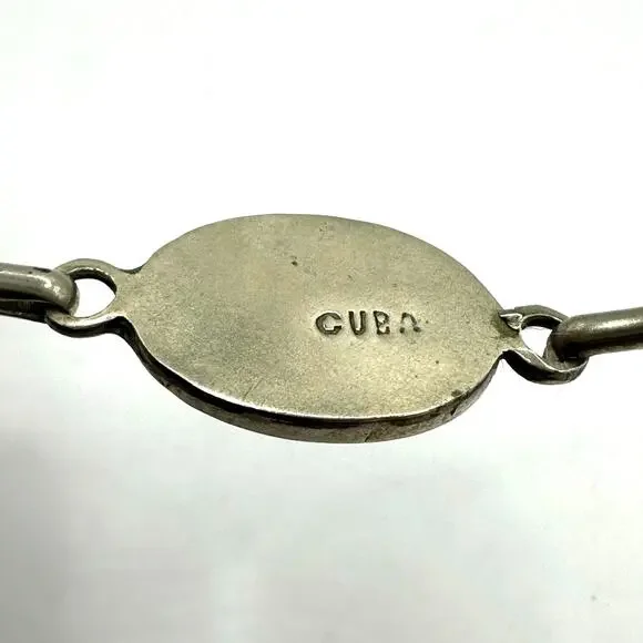 Alpaca Bracelet hooked Silver tone Beach Cloud Face Vintage Mother of Pearl - Picture 8 of 11